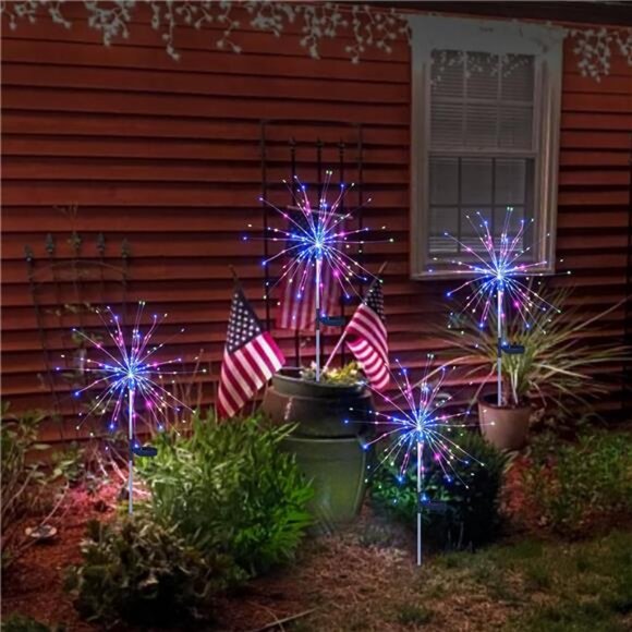 Solar Fireworks Lights Garden Waterproof 4 Pack, Solar Fairy String Lights - Picture 6 of 7